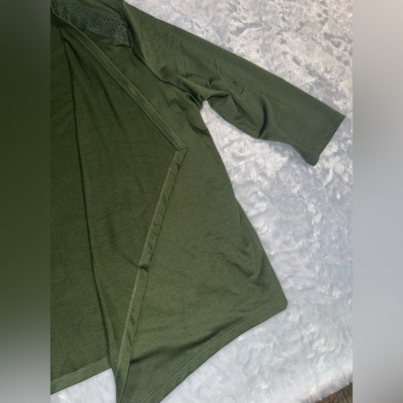 St. John's Bay Olive Green Open-Front Cardigan - Picture 3 of 5